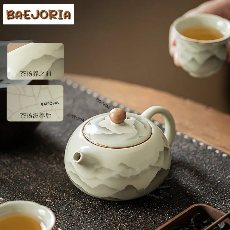 Mountain Flower Ru Kiln Teapot