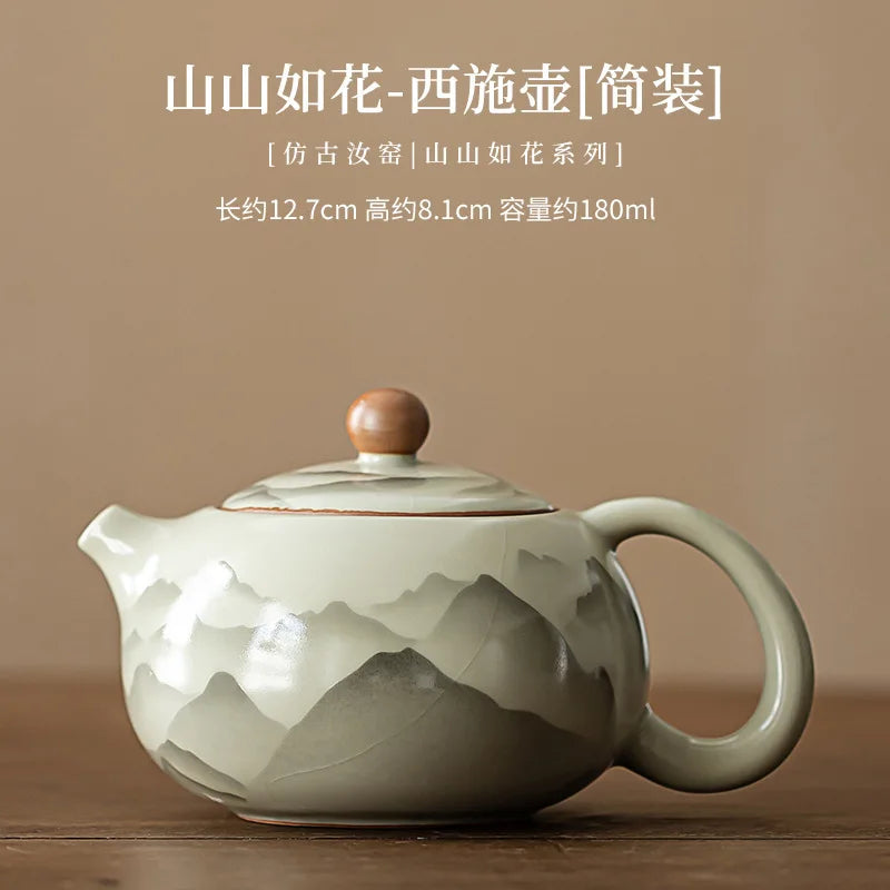Mountain Flower Ru Kiln Teapot