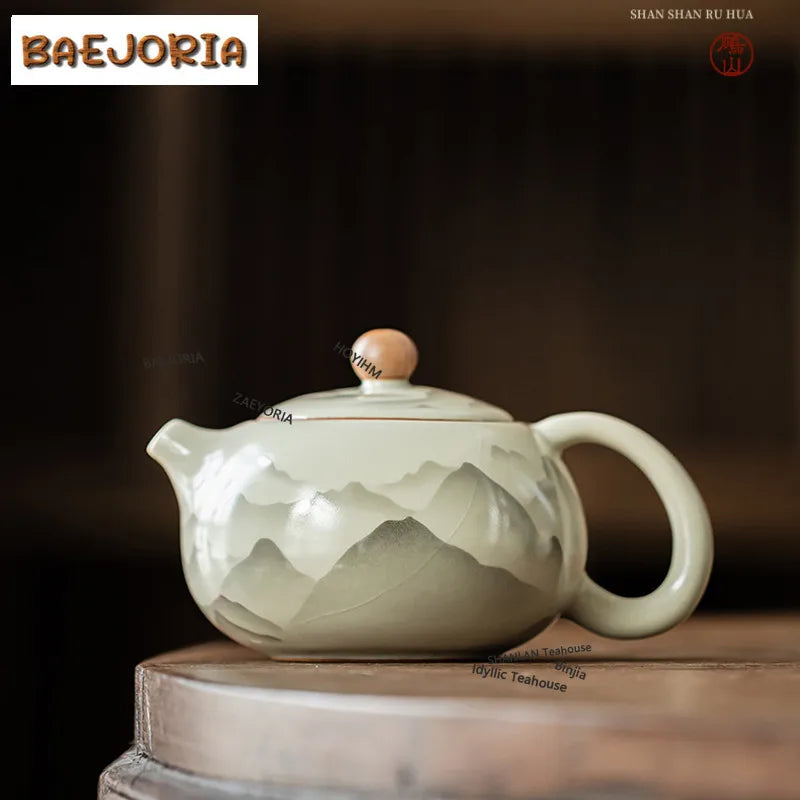 Mountain Flower Ru Kiln Teapot