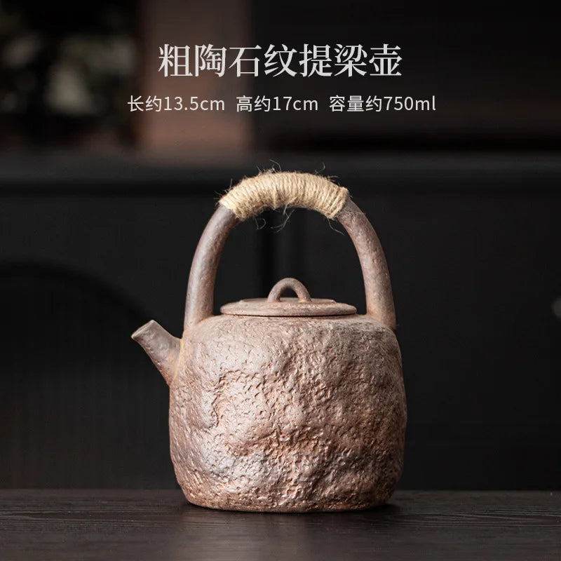 Rock Clay Lifting Handle Teapot