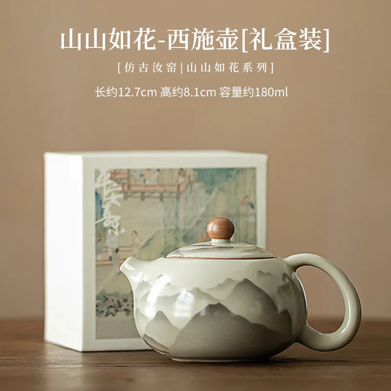 Mountain Flower Ru Kiln Teapot